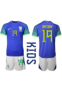 Fotbalové Dres Brazílie Antony #19 Dětské Venkovní Oblečení MS 2022 Krátký Rukáv (+ trenýrky)